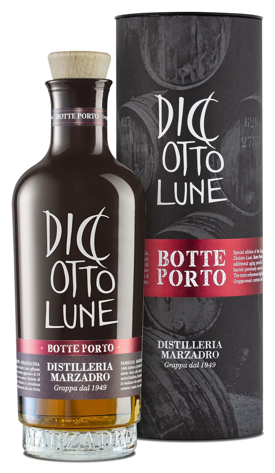 marzadro-diciotto-lune-riserva-botte-porto-grappa-invecchiata-50-cl-42-vol image 1