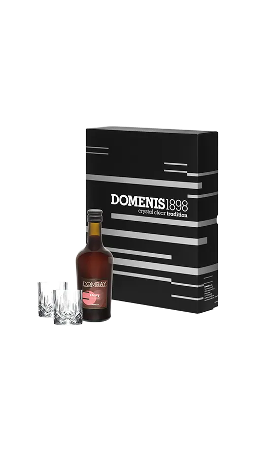 domenis1898-dombay-cherry-liquore-di-ciliegie-con-2-bicchieri-in-cristallo-confe image 1