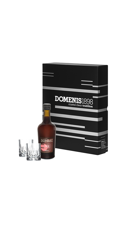 domenis1898-dombay-cherry-liquore-di-ciliegie-con-2-bicchieri-in-cristallo-confe image 1