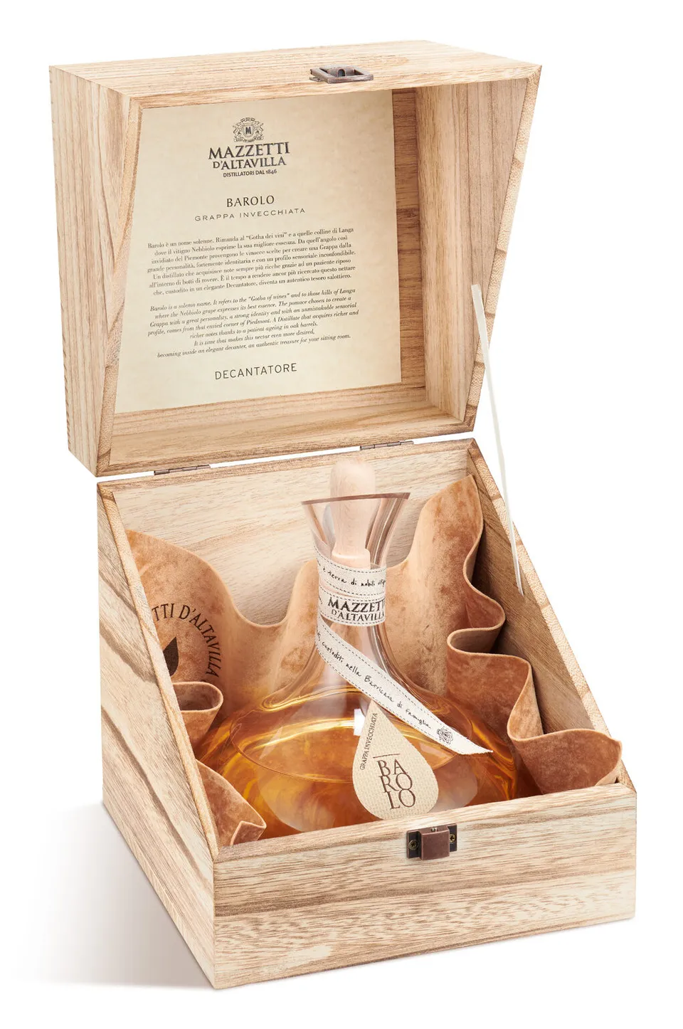 mazzetti-d-altavilla-decantatore-in-cofanetto-di-legno-decanter-in-vetro-soffiat image 1