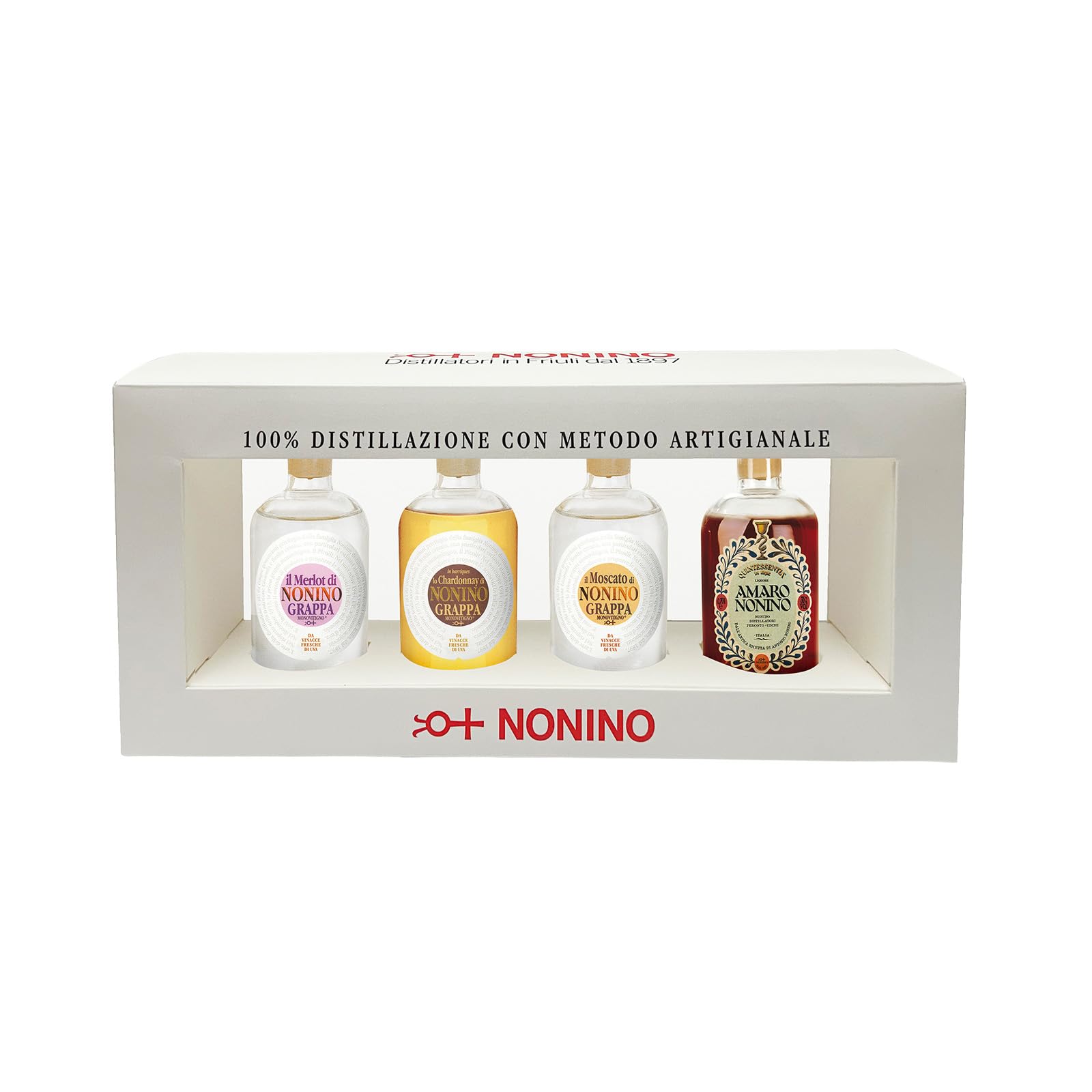 nonino-set-degustazione-glamour-4x100-ml-merlot-chardonnay-moscato-amaro image 1
